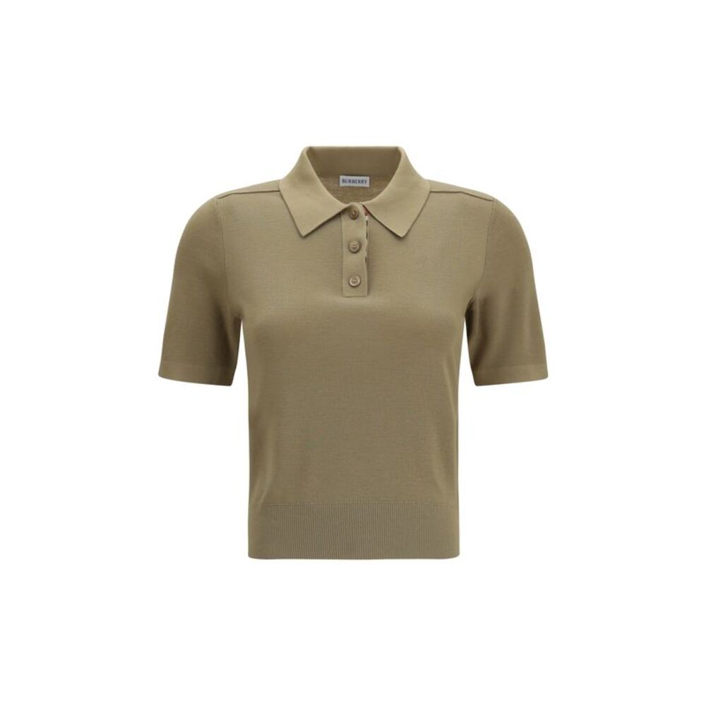 Burberry Women Knit Polo With Check Trim